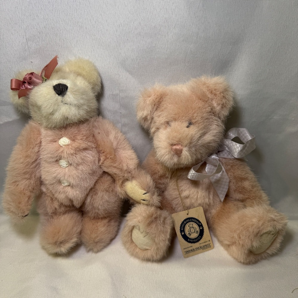 Boyds Bears Plush Gwynda & Snookie Snicklefritz Archive Collection Peach 8" Pair